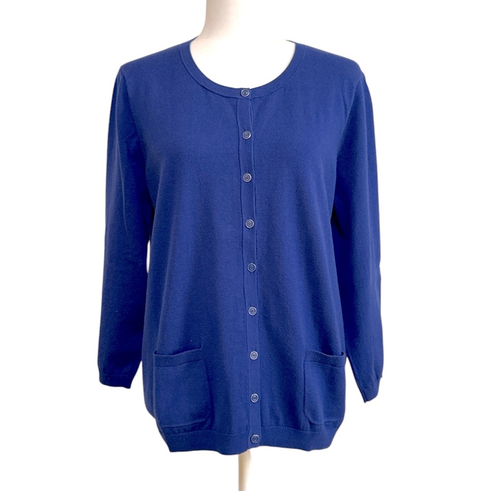 Talbots Pima Cotton Cardigan Royal Blue